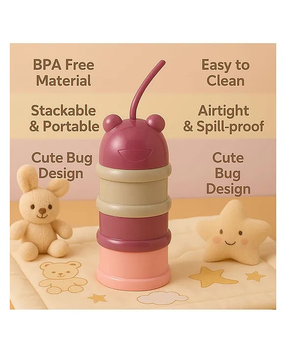 KIDS BASIC 3 - Layer Cute Bear Portable Baby Food & Milk Powder Container - Multicolor