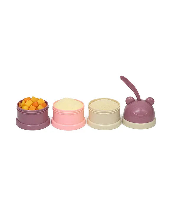 KIDS BASIC 3 - Layer Cute Bear Portable Baby Food & Milk Powder Container - Multicolor