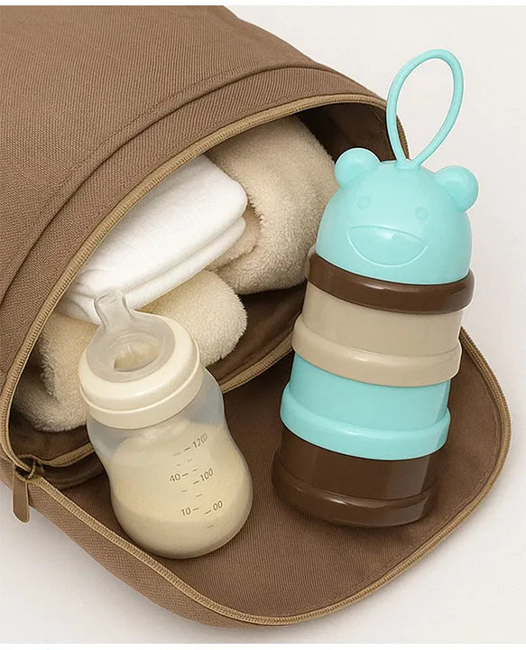 KIDS BASIC 3 - Layer Cute Bear Portable Baby Food & Milk Powder Container - Multicolor