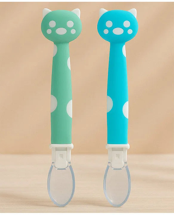 KIDS BASIC Silicone Spoon for Baby Feeding, BPA Free Food Grade Material Spoon, Baby Feeding Spoon with Comfortable Grip Handle