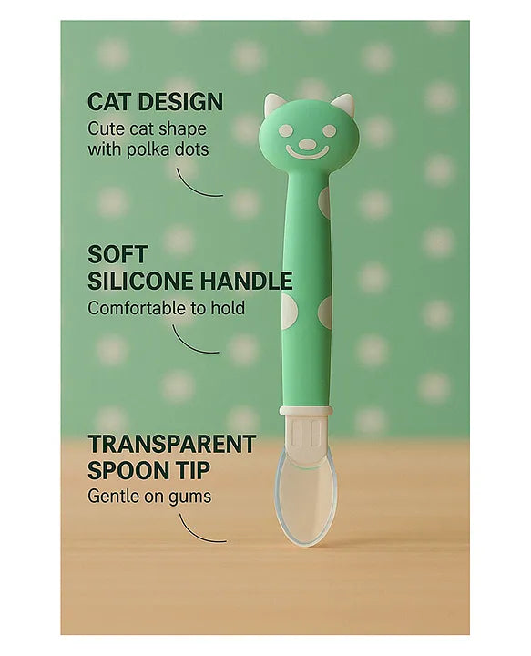 KIDS BASIC Silicone Spoon for Baby Feeding, BPA Free Food Grade Material Spoon, Baby Feeding Spoon with Comfortable Grip Handle