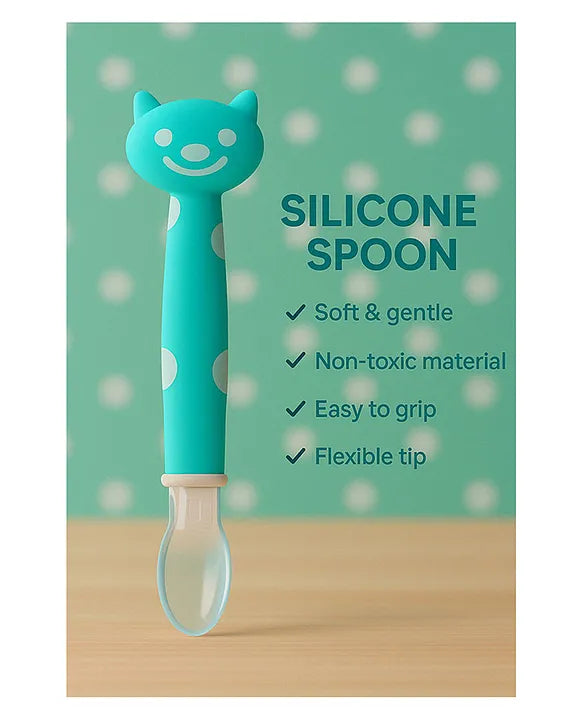 KIDS BASIC Silicone Spoon for Baby Feeding, BPA Free Food Grade Material Spoon, Baby Feeding Spoon with Comfortable Grip Handle