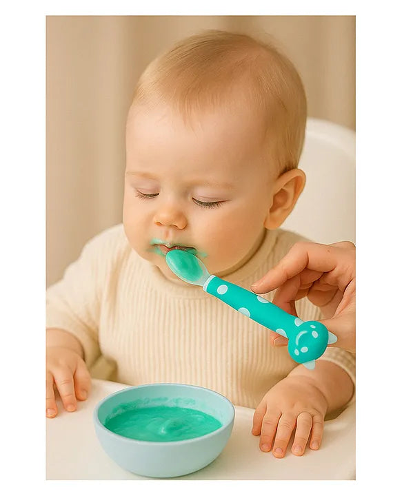 KIDS BASIC Silicone Spoon for Baby Feeding, BPA Free Food Grade Material Spoon, Baby Feeding Spoon with Comfortable Grip Handle