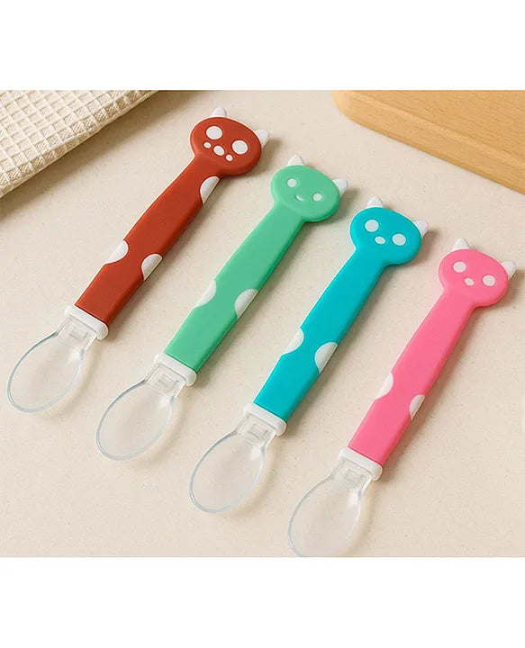 KIDS BASIC Silicone Spoon for Baby Feeding, BPA Free Food Grade Material Spoon, Baby Feeding Spoon with Comfortable Grip Handle