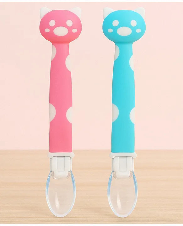 KIDS BASIC Silicone Spoon for Baby Feeding, BPA Free Food Grade Material Spoon, Baby Feeding Spoon with Comfortable Grip Handle