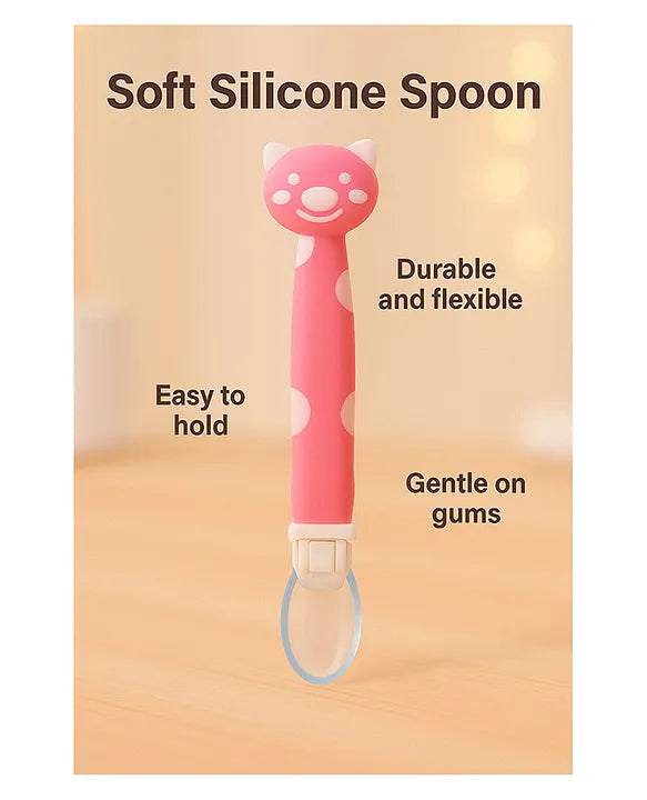 KIDS BASIC Silicone Spoon for Baby Feeding, BPA Free Food Grade Material Spoon, Baby Feeding Spoon with Comfortable Grip Handle