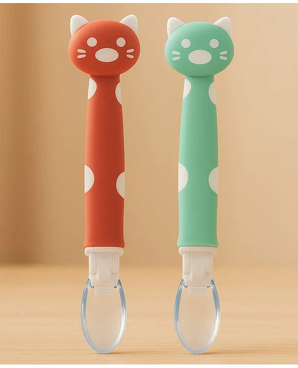 KIDS BASIC Silicone Spoon for Baby Feeding, BPA Free Food Grade Material Spoon, Baby Feeding Spoon with Comfortable Grip Handle