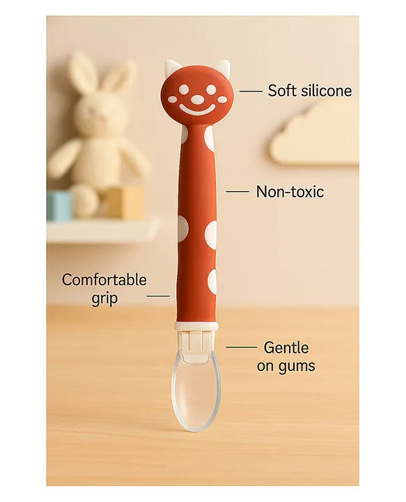 KIDS BASIC Silicone Spoon for Baby Feeding, BPA Free Food Grade Material Spoon, Baby Feeding Spoon with Comfortable Grip Handle