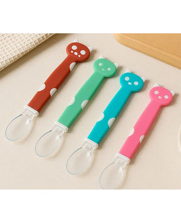 KIDS BASIC Silicone Spoon for Baby Feeding, BPA Free Food Grade Material Spoon, Baby Feeding Spoon with Comfortable Grip Handle