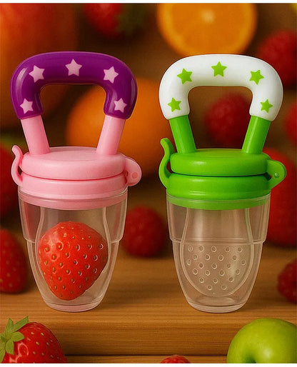 KIDS BASIC baby Silicone Food/Fruit Nibbler, Baby Food and Fruit Feeder Combo - (Pack Of 2)