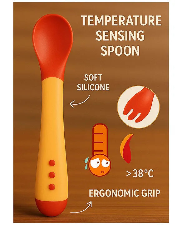 KIDS BASIC Feed with Ease Heat Sensitive Baby Feeding Spoon, Bpa Free, 3 Months+