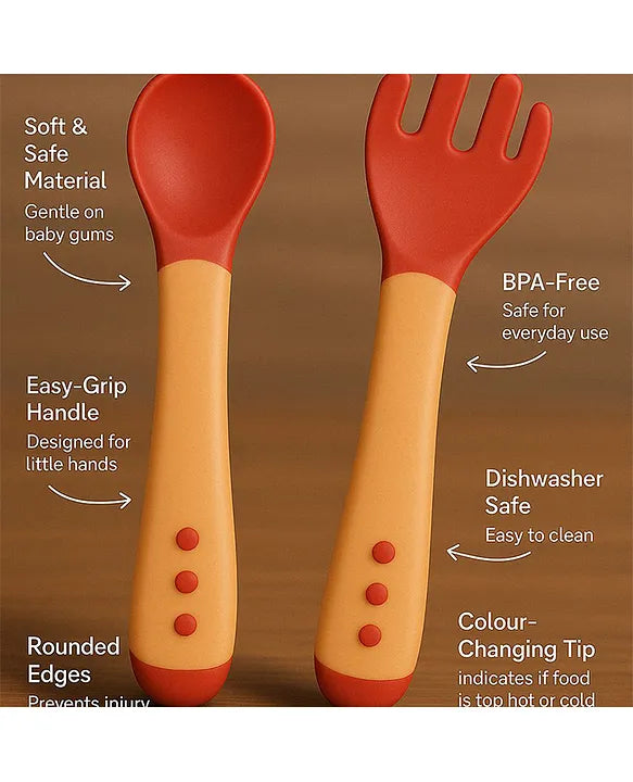 KIDS BASIC Feed with Ease Heat Sensitive Baby Feeding Spoon, Bpa Free, 3 Months+