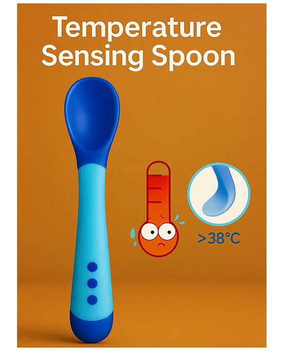 KIDS BASIC Feed with Ease Heat Sensitive Baby Feeding Spoon, Bpa Free, 3 Months+