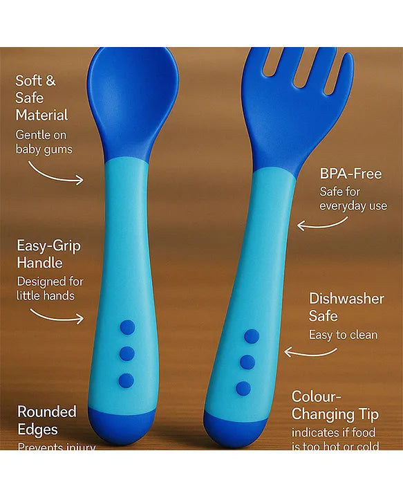 KIDS BASIC Feed with Ease Heat Sensitive Baby Feeding Spoon, Bpa Free, 3 Months+