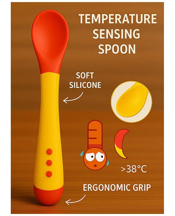 KIDS BASIC Feed with Ease Heat Sensitive Baby Feeding Spoon, Bpa Free, 3 Months+