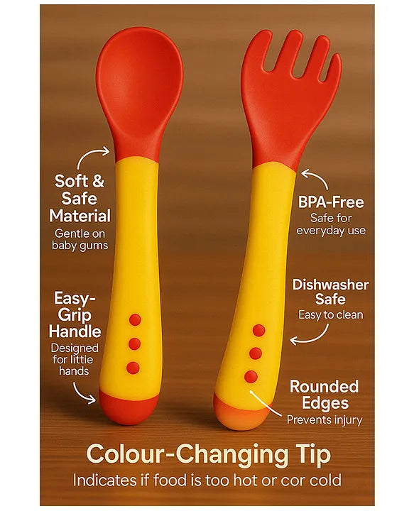 KIDS BASIC Feed with Ease Heat Sensitive Baby Feeding Spoon, Bpa Free, 3 Months+