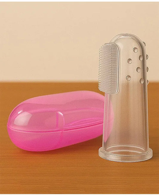KIDS BASIC  Silicone Baby Finger Toothbrush, Great for Massaging & Cleaning Gums, Use Soft Brush For Kids & New Born Baby, First Teeth, BPA - Free