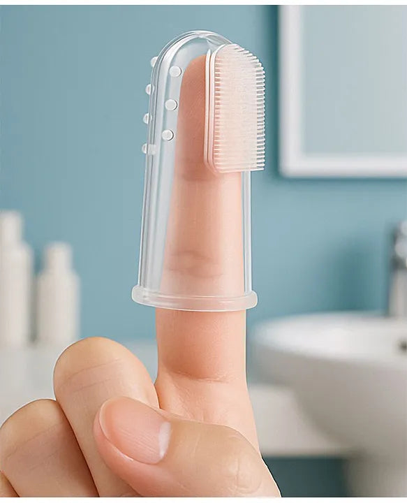 KIDS BASIC  Silicone Baby Finger Toothbrush, Great for Massaging & Cleaning Gums, Use Soft Brush For Kids & New Born Baby, First Teeth, BPA - Free