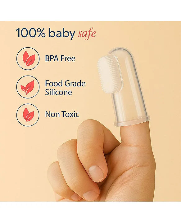 KIDS BASIC  Silicone Baby Finger Toothbrush, Great for Massaging & Cleaning Gums, Use Soft Brush For Kids & New Born Baby, First Teeth, BPA - Free