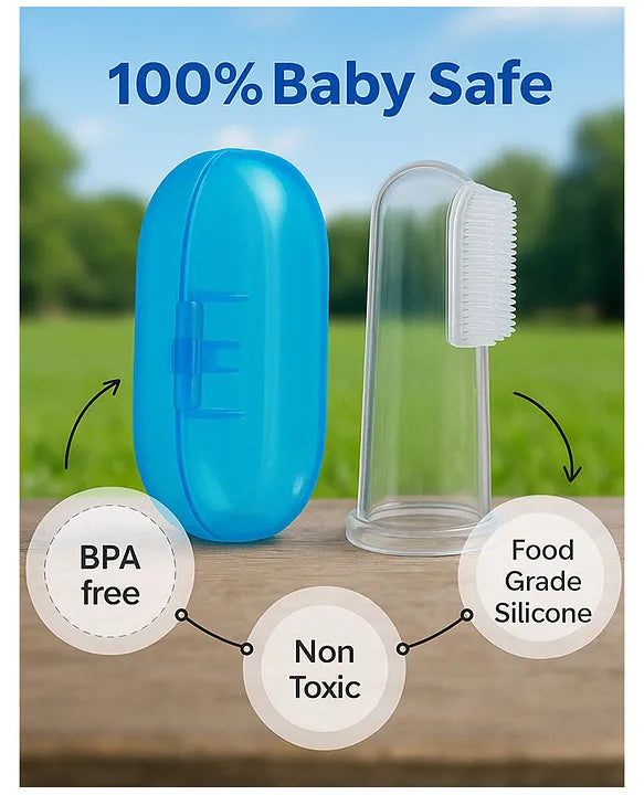 KIDS BASIC  Silicone Baby Finger Toothbrush, Great for Massaging & Cleaning Gums, Use Soft Brush For Kids & New Born Baby, First Teeth, BPA - Free