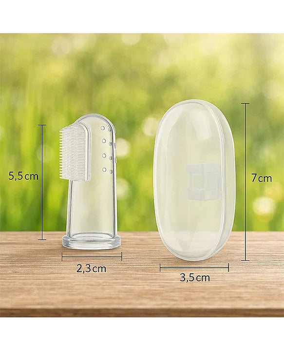 KIDS BASIC  Silicone Baby Finger Toothbrush, Great for Massaging & Cleaning Gums, Use Soft Brush For Kids & New Born Baby, First Teeth, BPA - Free