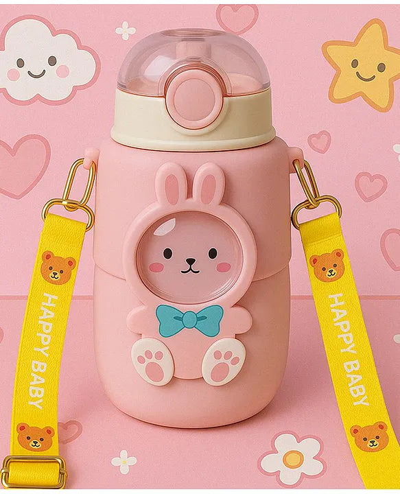 KIDS BASIC Cat Water Bottle, Flip Lid, Water Bottle Hot and Cold, Leakproof Sport BPA Free ,Water Jug for School Travel 500ml