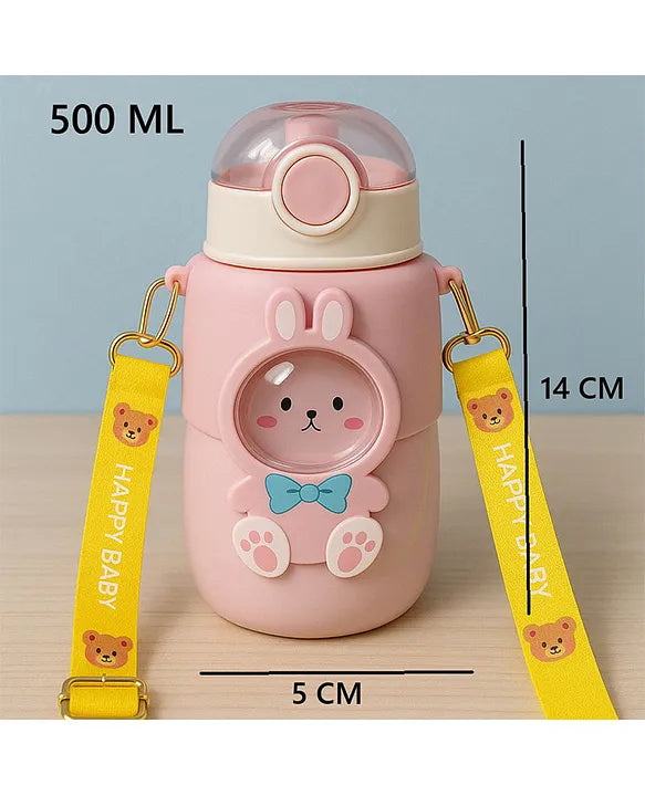 KIDS BASIC Cat Water Bottle, Flip Lid, Water Bottle Hot and Cold, Leakproof Sport BPA Free ,Water Jug for School Travel 500ml