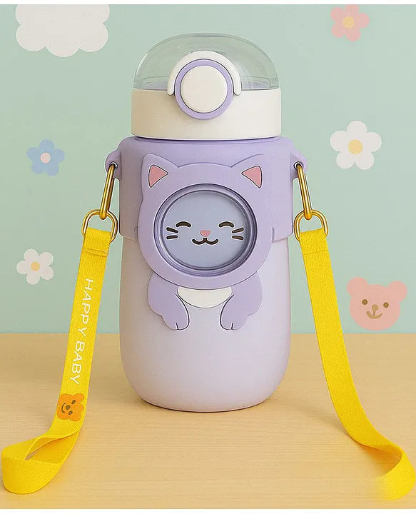 KIDS BASIC Cat Water Bottle, Flip Lid, Water Bottle Hot and Cold, Leakproof Sport BPA Free ,Water Jug for School Travel 500ml
