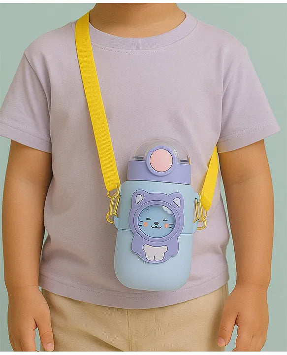 KIDS BASIC Cat Water Bottle, Flip Lid, Water Bottle Hot and Cold, Leakproof Sport BPA Free ,Water Jug for School Travel 500ml