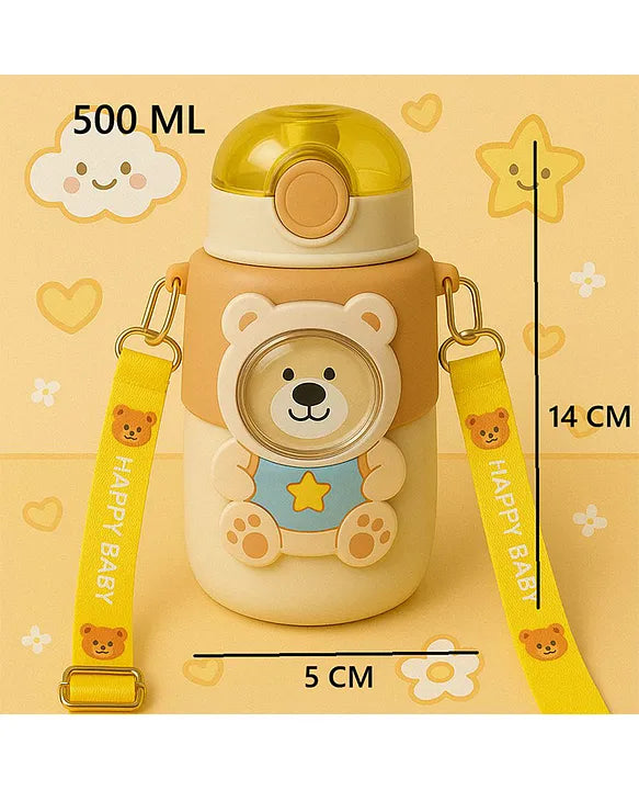 KIDS BASIC Cat Water Bottle, Flip Lid, Water Bottle Hot and Cold, Leakproof Sport BPA Free ,Water Jug for School Travel 500ml