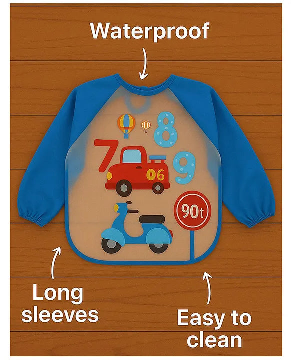 KIDS BASIC Long Sleeve Bibs, Waterproof Baby Bibs, Toddler Sleeved Bib, Baby Smock for Eating Feeding