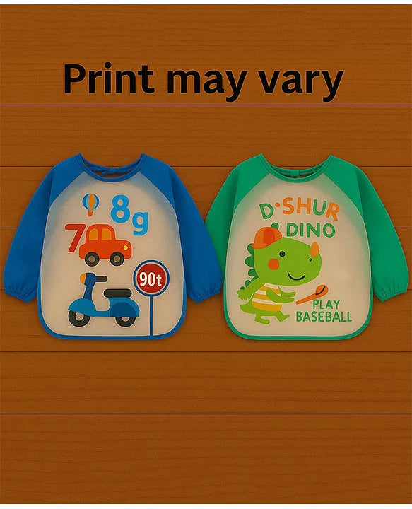 KIDS BASIC Long Sleeve Bibs, Waterproof Baby Bibs, Toddler Sleeved Bib, Baby Smock for Eating Feeding