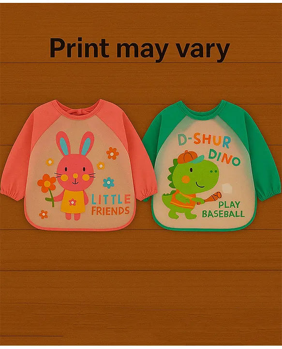 KIDS BASIC Long Sleeve Bibs, Waterproof Baby Bibs, Toddler Sleeved Bib, Baby Smock for Eating Feeding