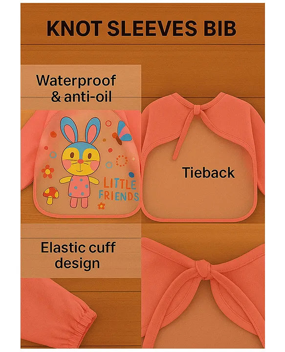 KIDS BASIC Long Sleeve Bibs, Waterproof Baby Bibs, Toddler Sleeved Bib, Baby Smock for Eating Feeding