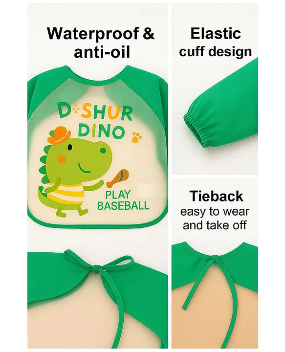 KIDS BASIC Long Sleeve Bibs, Waterproof Baby Bibs, Toddler Sleeved Bib, Baby Smock for Eating Feeding
