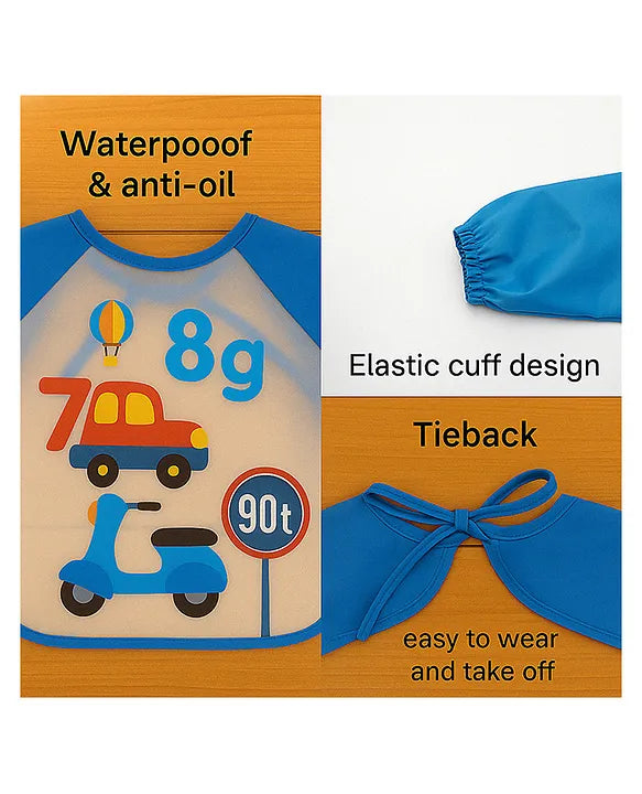 KIDS BASIC Long Sleeve Bibs, Waterproof Baby Bibs, Toddler Sleeved Bib, Baby Smock for Eating Feeding