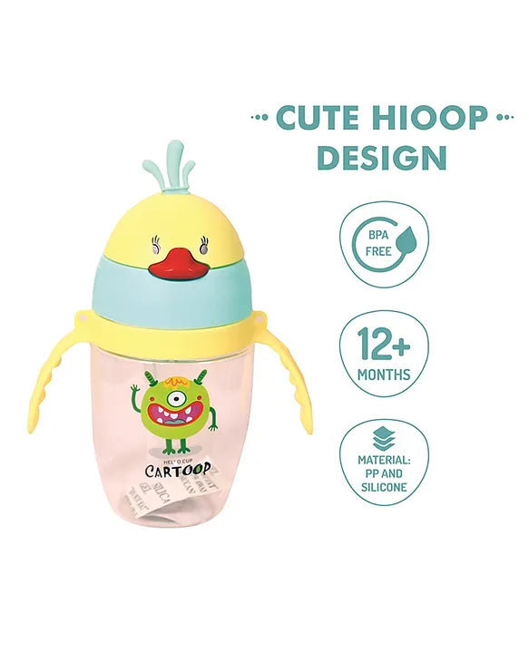 KIDS BASIC Baby Premium Duck Feeding Sipper With Straw & Handle For Grip- 350 ml - Grey