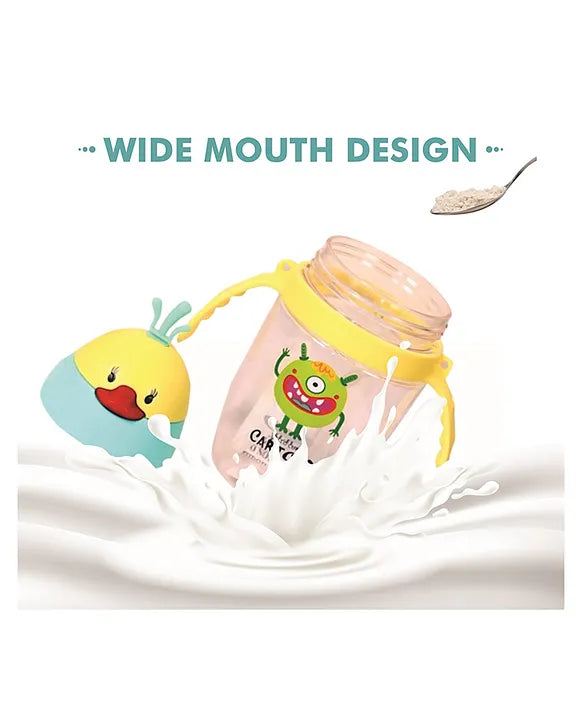 KIDS BASIC Baby Premium Duck Feeding Sipper With Straw & Handle For Grip- 350 ml - Grey