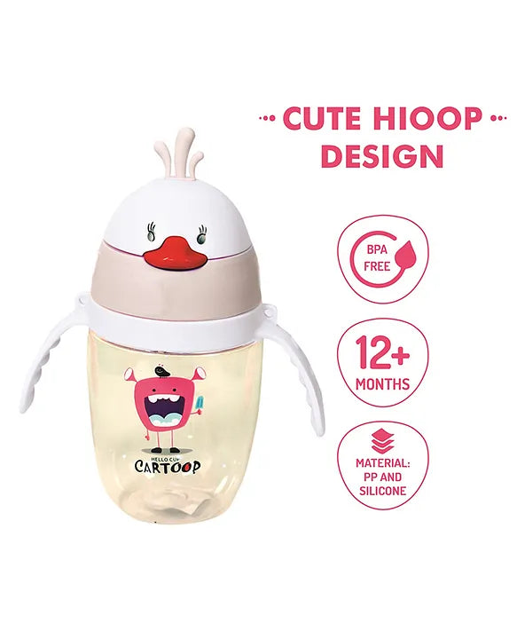 KIDS BASIC Baby Premium Duck Feeding Sipper With Straw & Handle For Grip- 350 ml - Grey