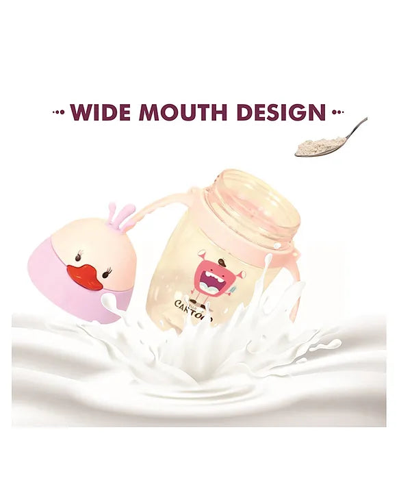 KIDS BASIC Baby Premium Duck Feeding Sipper With Straw & Handle For Grip- 350 ml - Grey