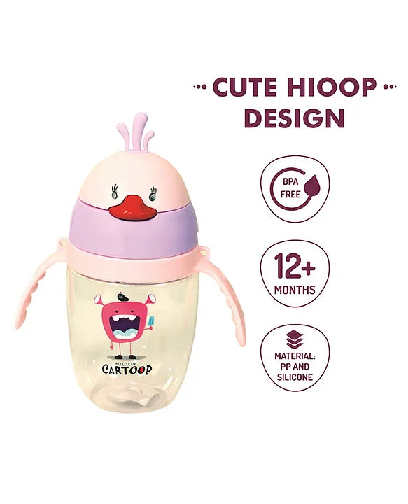 KIDS BASIC Baby Premium Duck Feeding Sipper With Straw & Handle For Grip- 350 ml - Grey