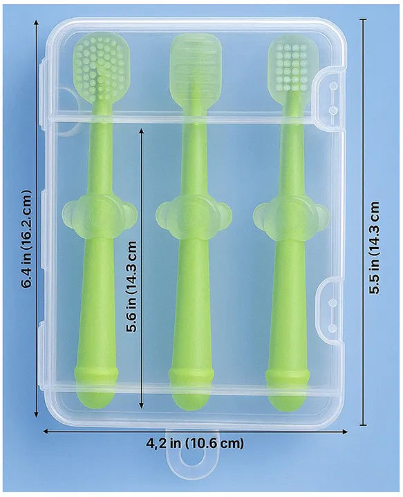 KIDS BASIC Baby Toothbrush 3 In 1 Silicone Toothbrush Set