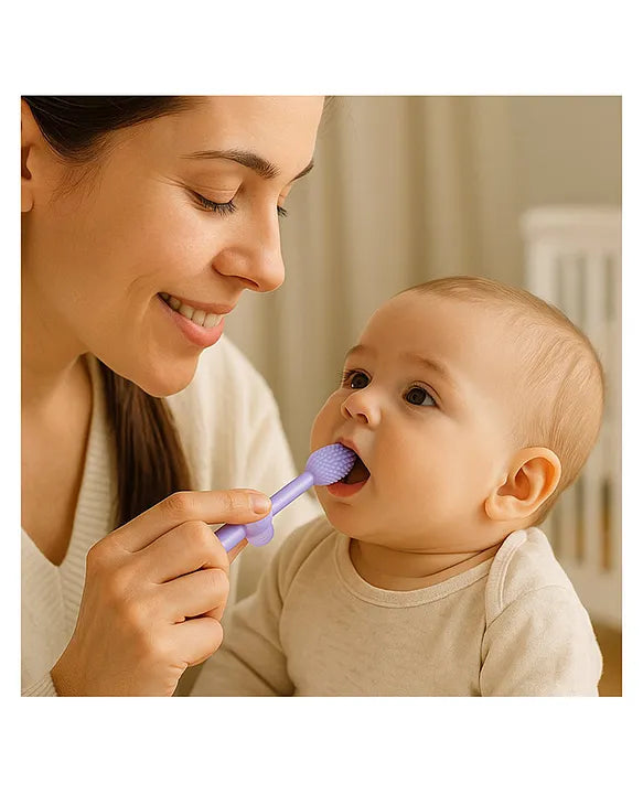 KIDS BASIC Baby Toothbrush 3 In 1 Silicone Toothbrush Set