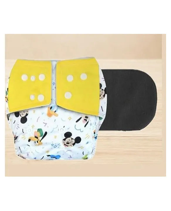 KIDS BASIC Reusable Baby Cloth Diapers With Fun Prints Washable Diaper Nappy - Blue