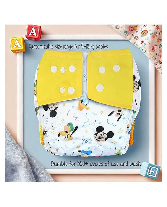 KIDS BASIC Reusable Baby Cloth Diapers With Fun Prints Washable Diaper Nappy - Blue