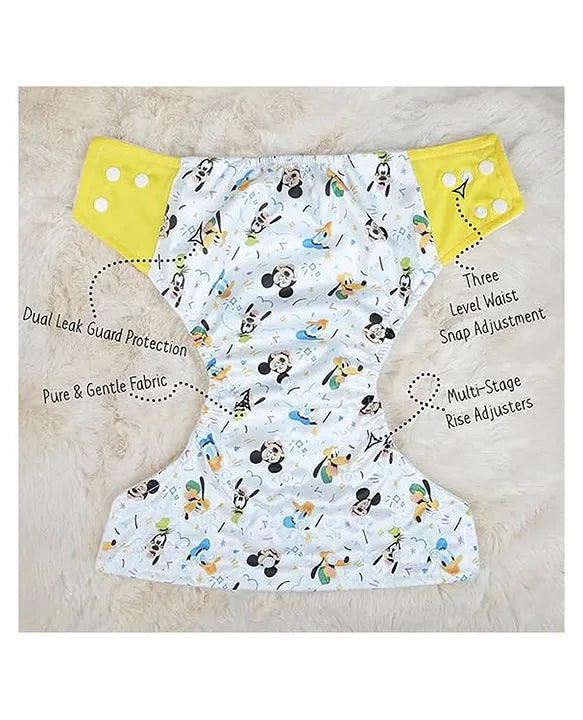 KIDS BASIC Reusable Baby Cloth Diapers With Fun Prints Washable Diaper Nappy - Blue