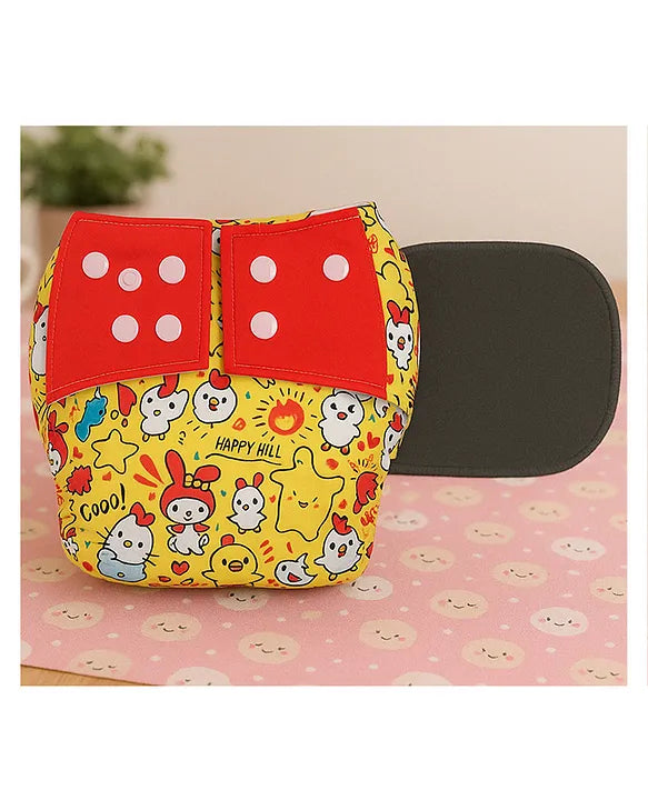 KIDS BASIC Reusable Baby Cloth Diapers With Fun Prints Washable Diaper Nappy - Blue