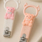 Totilo Baby Nail Clipper with Bear Design, Safe Stainless Steel Blades with Ring - Pink & Green (PACK OF 2)