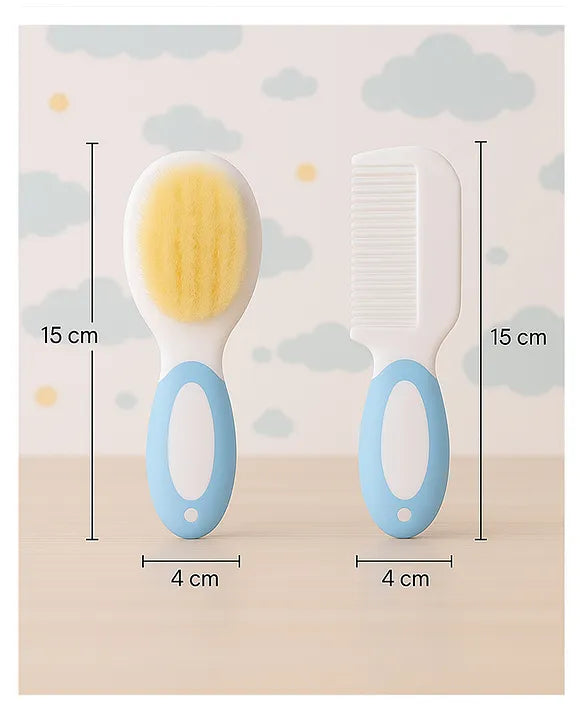 KIDS BASIC Baby Hair Comb & Brush Set | Soft Natural Bristles Brush