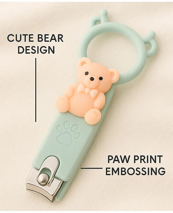 KIDS BASIC Baby Soft Bristle Hair Brush Comb Set with Cute Nail Clipper - Blue